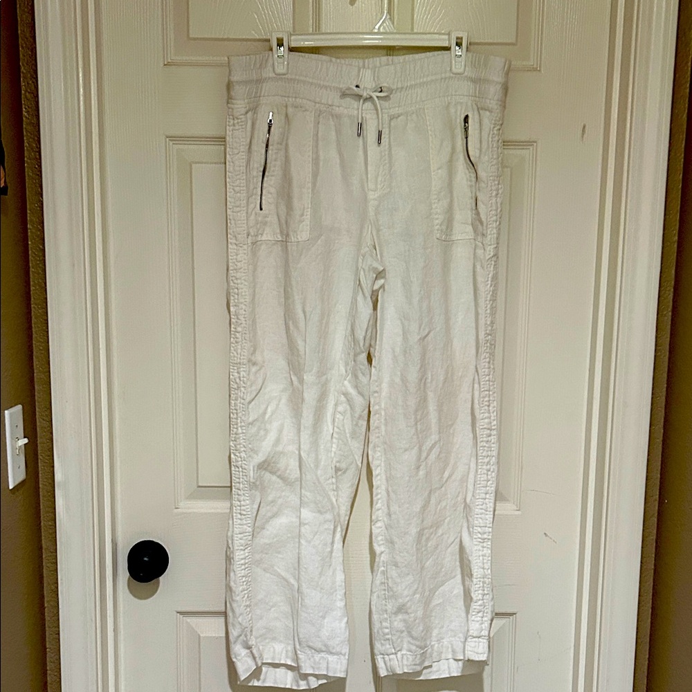 Athleta White Lightweight Drawstring Linen Pants